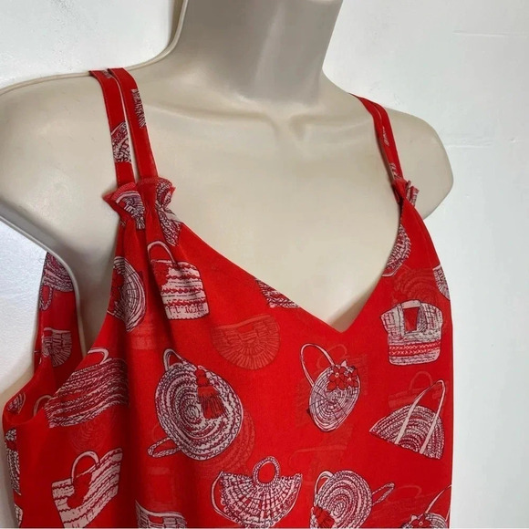 CAbi #5624 Sleeveless Nantucket Blouse in Red Purse Print women’s small - Picture 4 of 9